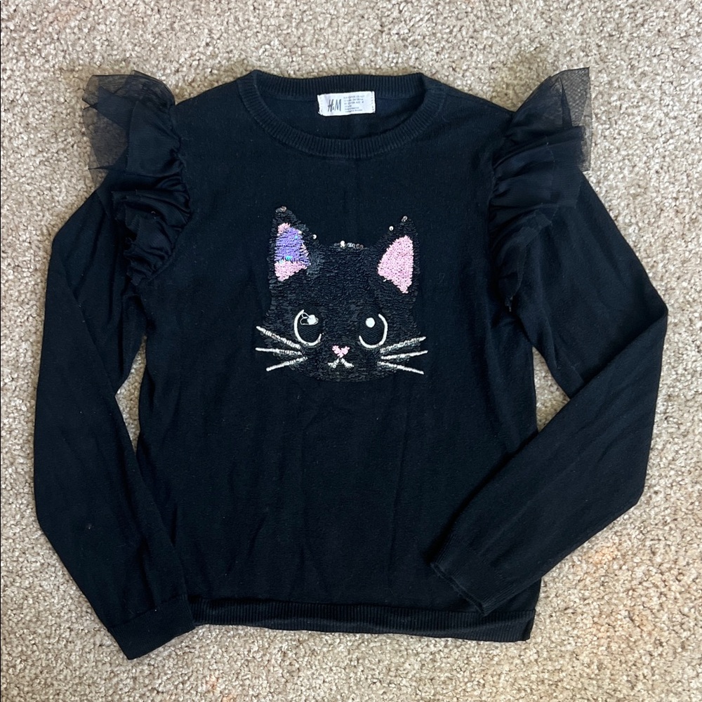 H&M Black Kids Sweater with Cat Design